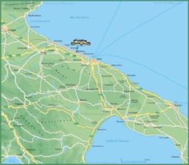 Map of surroundings of Bari