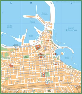 Mappa turistica di Bari centro città