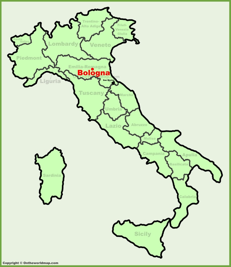 Bologna location on the Italy map