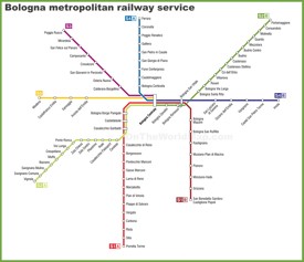 Bologna metropolitan railway service map