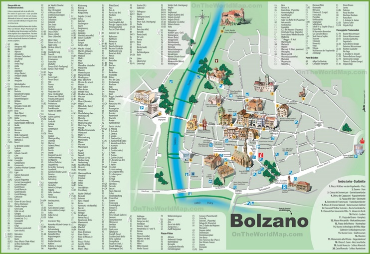 Tourist map of Bolzano city centre