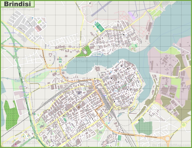 Large detailed map of Brindisi