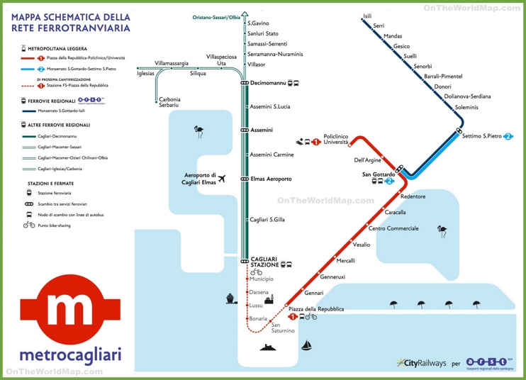 Cagliari - Mappa della metropolitana