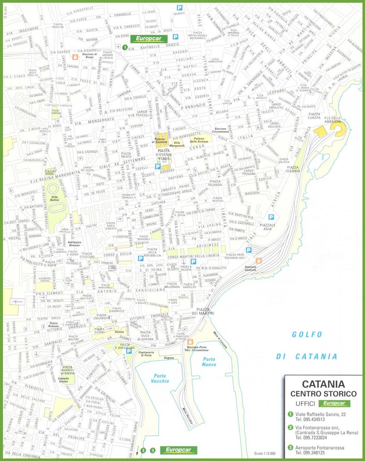 Catania sightseeing map
