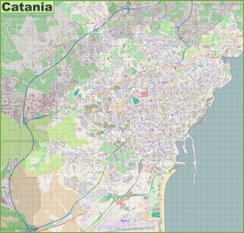 Large detailed map of Catania