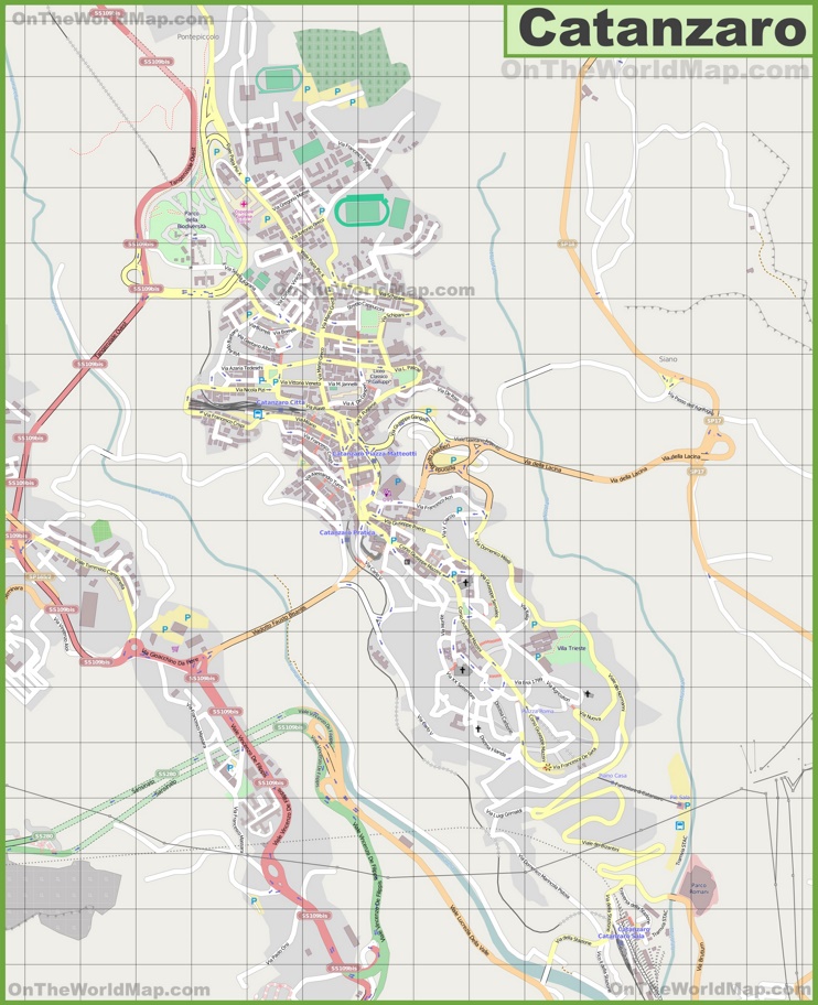 Large detailed map of Catanzaro