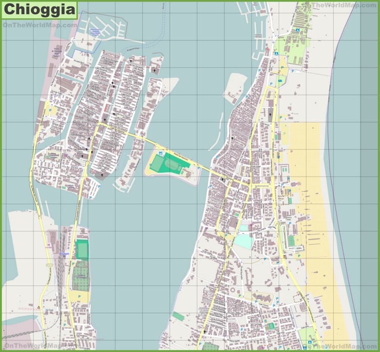 Large detailed map of Chioggia