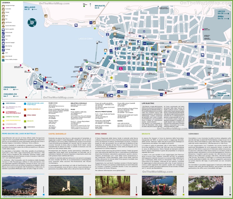 Large detailed tourist map of Como