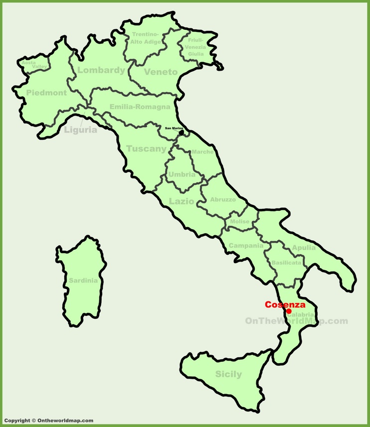 Cosenza location on the Italy map