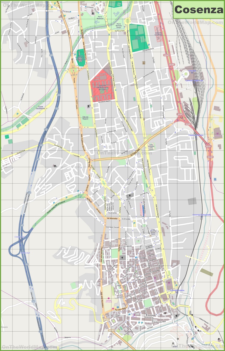 Large detailed map of Cosenza