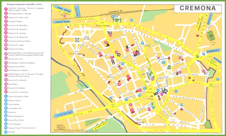 Cremona sightseeing map
