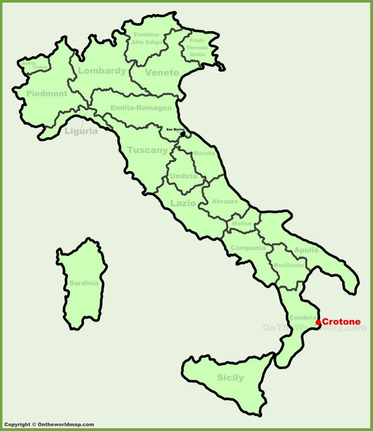 Crotone sulla mappa dell'Italia