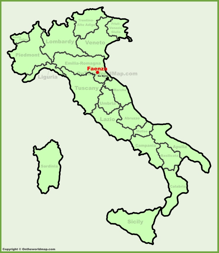 Faenza sulla mappa dell'Italia