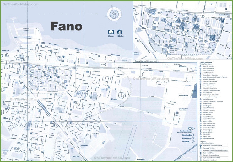 Fano - Mappa con punti di interesse