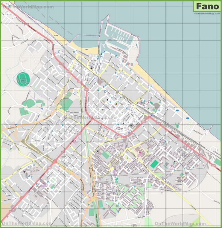 Grande mappa dettagliata di Fano