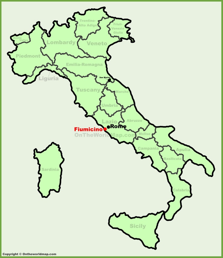 Fiumicino sulla mappa dell'Italia