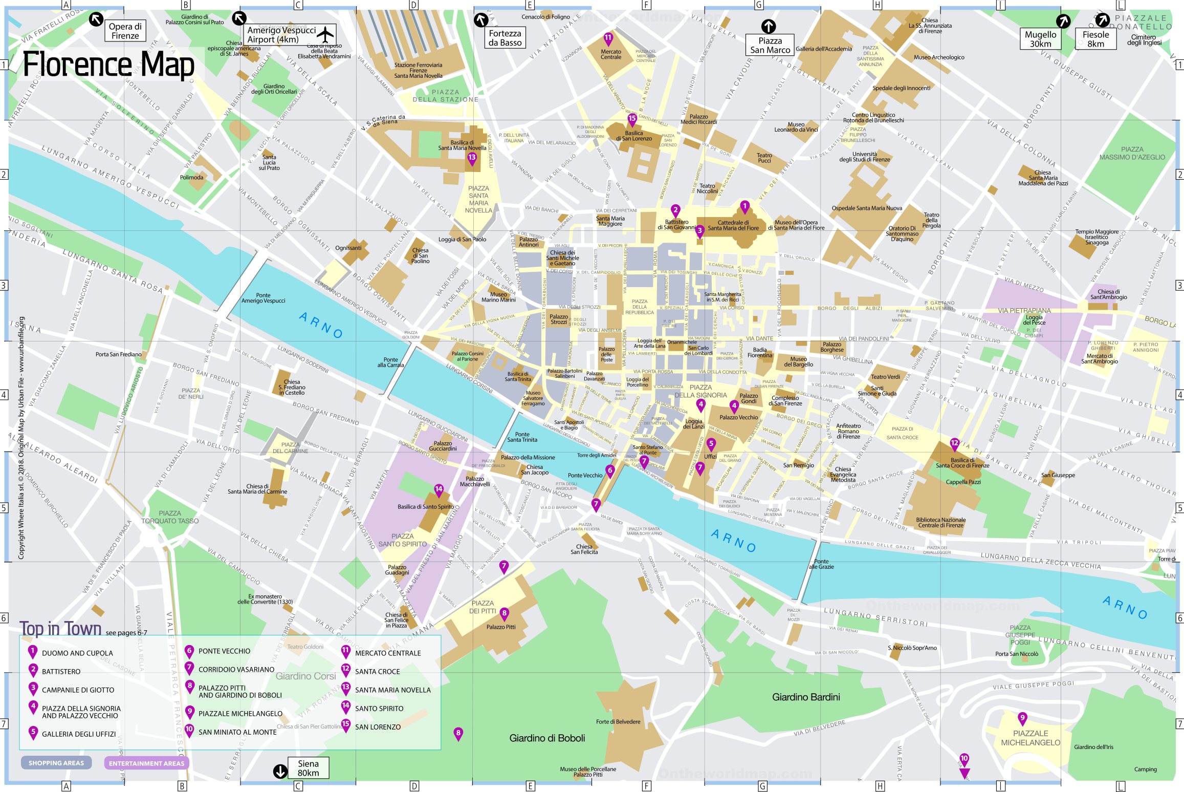 Florence Main Attractions Map 8838