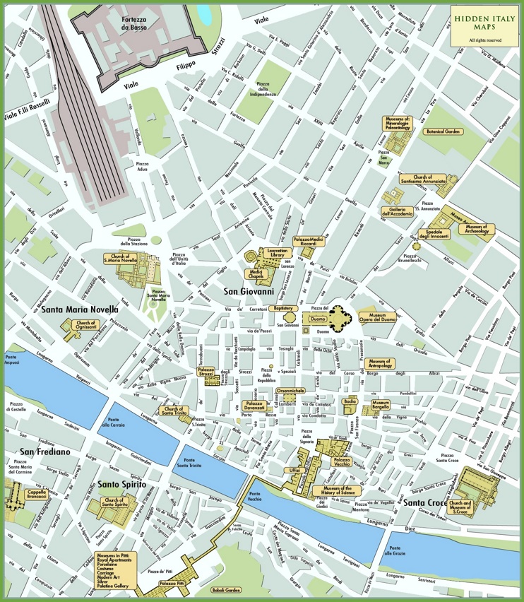 Firenze - Mappa delle attrazioni turistiche