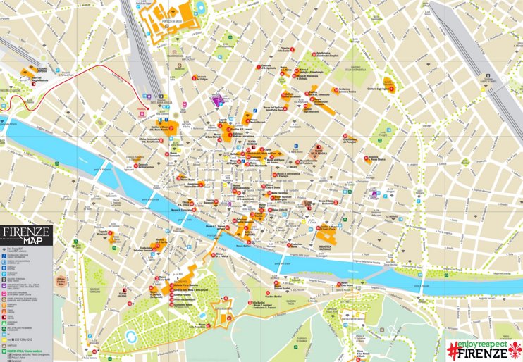 Mappa turistica di Firenze con punti di interesse