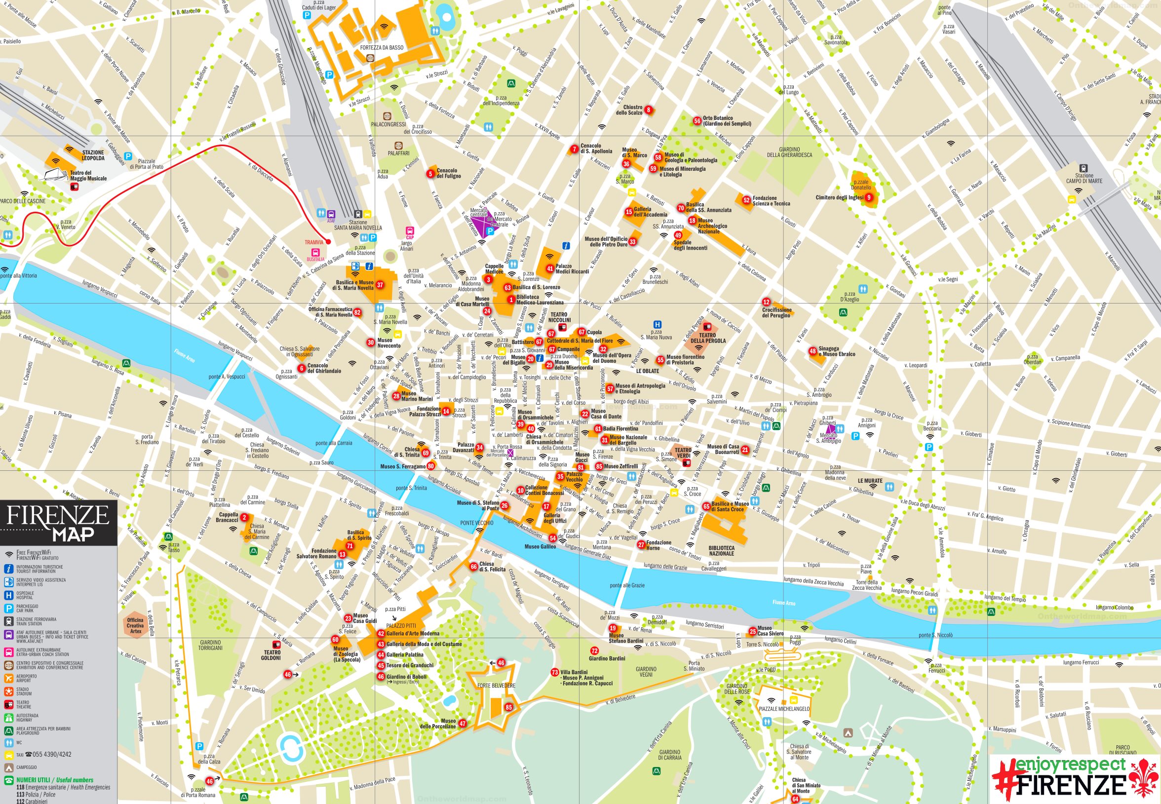 map of tourist attractions in florence