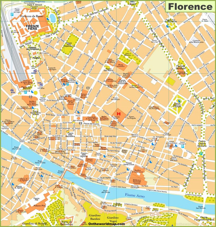 Mappa a piedi di Firenze