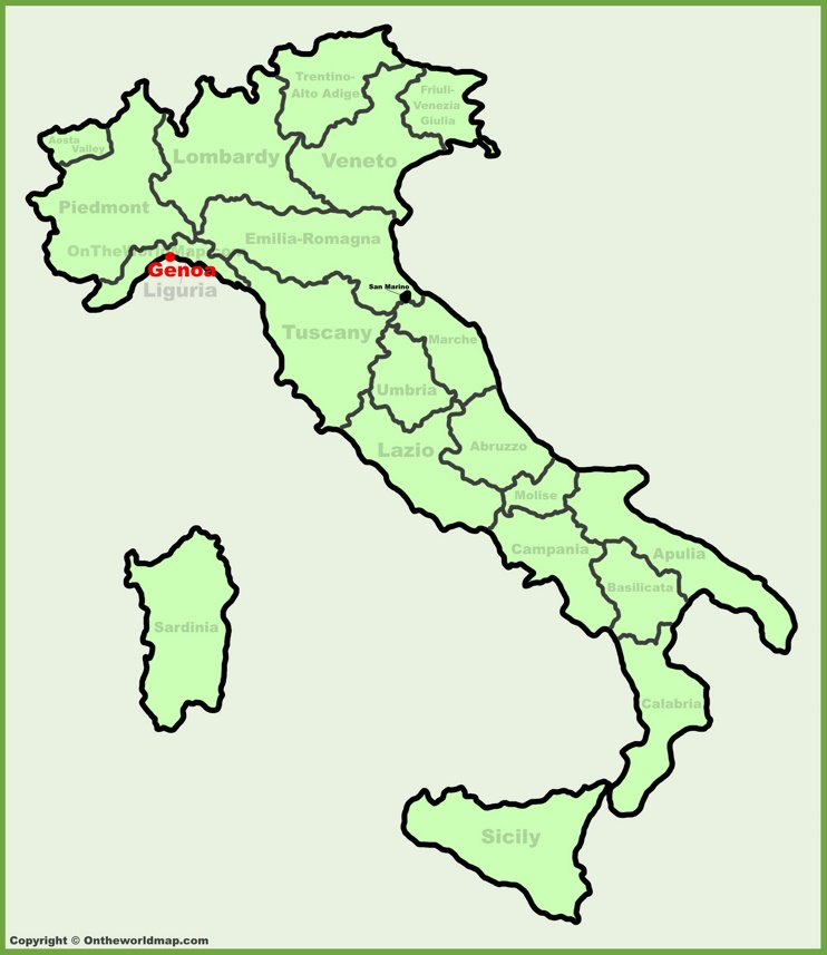 Genoa location on the Italy map