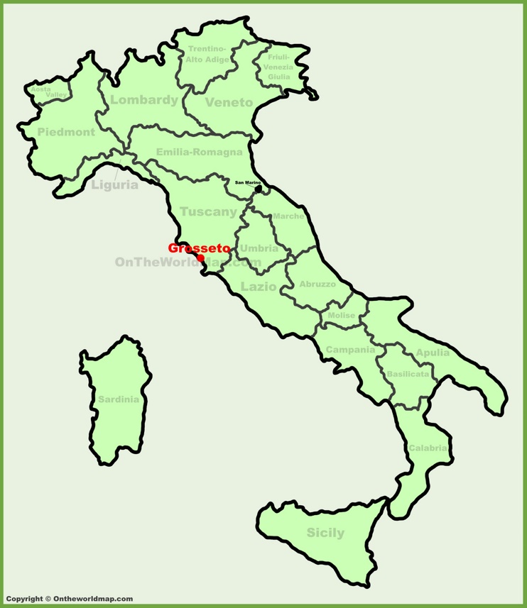 Grosseto sulla mappa dell'Italia