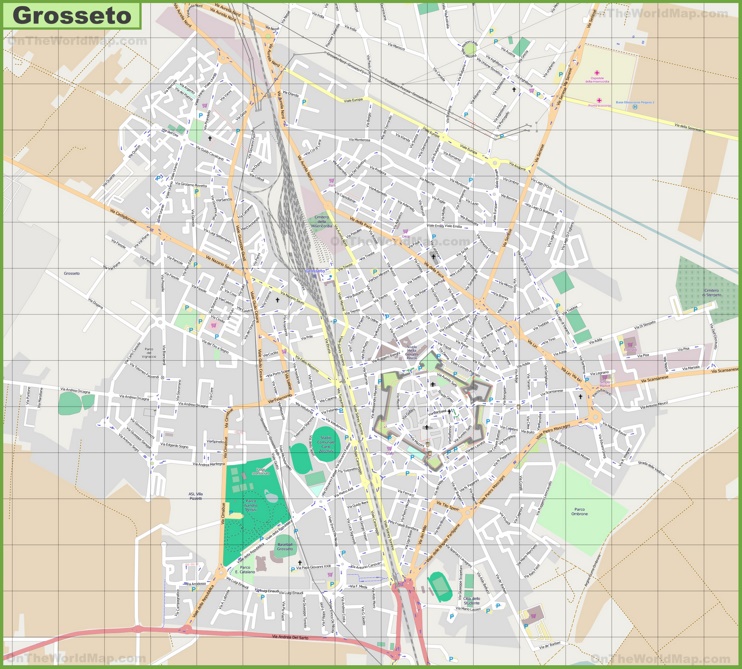 Grande mappa dettagliata di Grosseto