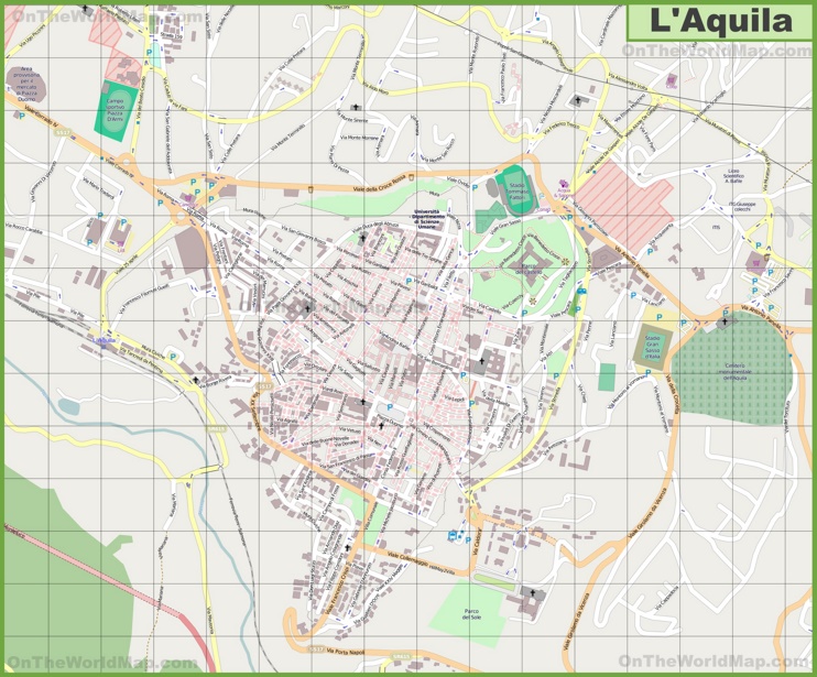 Large detailed map of L'Aquila