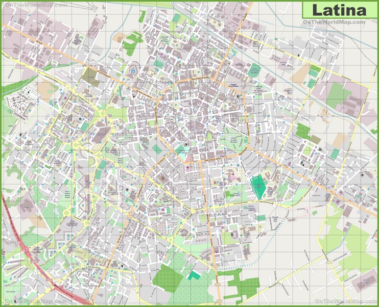 Large detailed map of Latina
