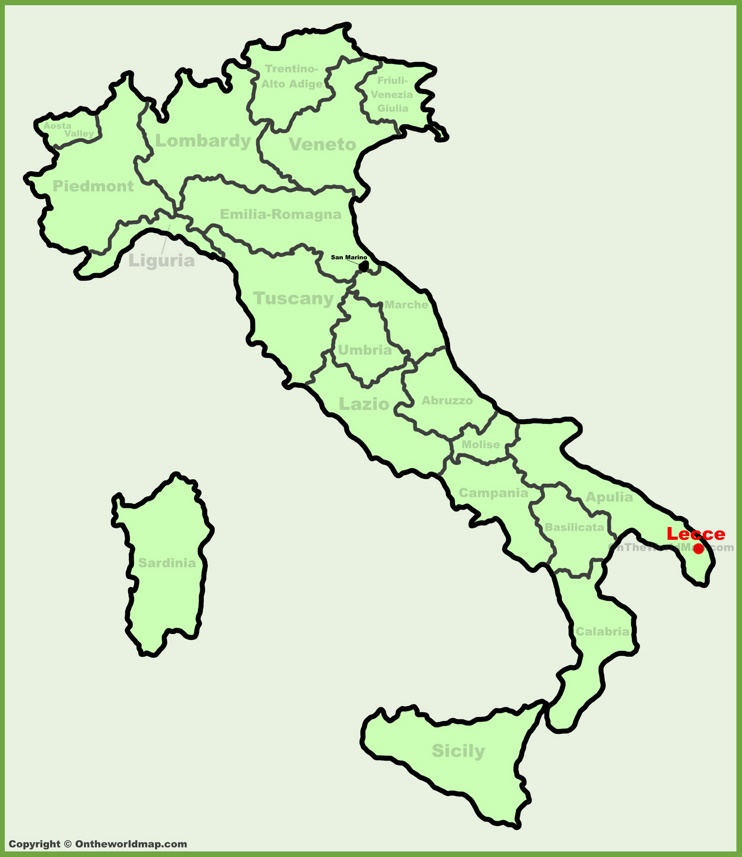 Lecce sulla mappa dell'Italia