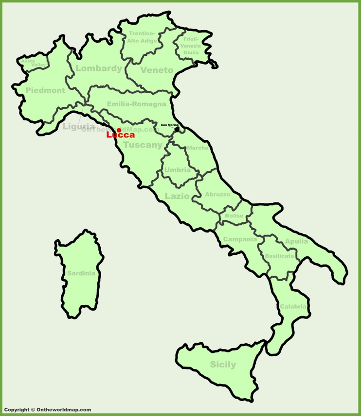 Lucca sulla mappa dell'Italia