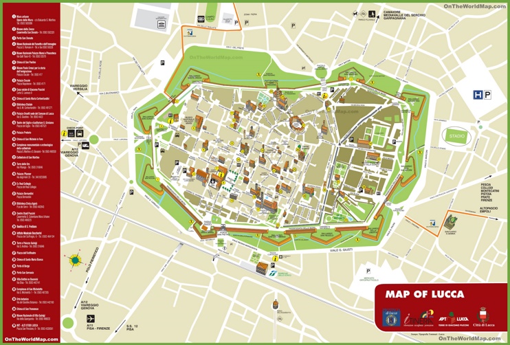Lucca - Mappa delle attrazioni turistiche