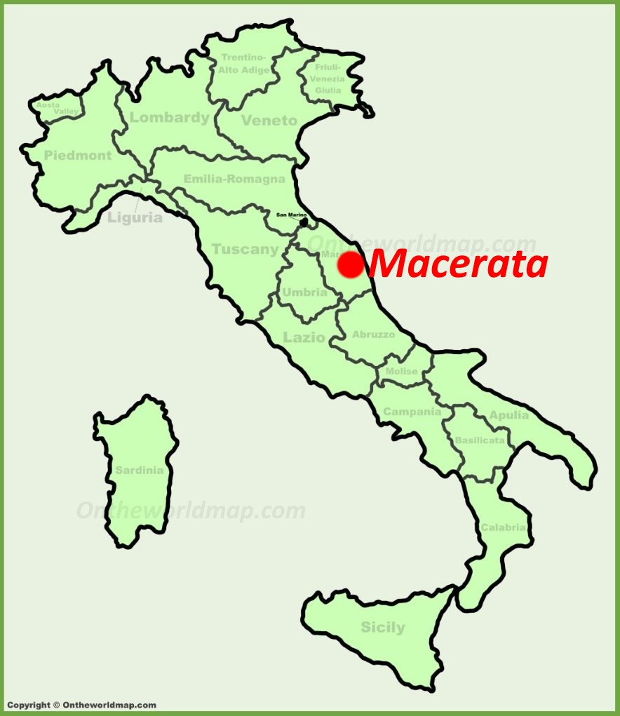 Macerata location on the Italy map