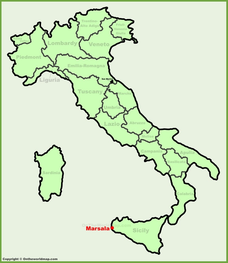 Marsala location on the Italy map