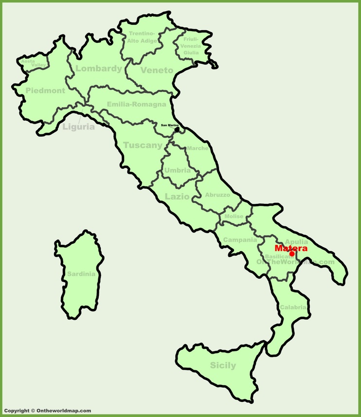 Matera sulla mappa dell'Italia