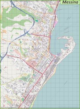Grande mappa dettagliata di Messina