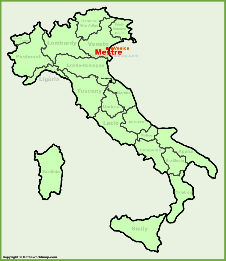 Mestre location on the Italy map