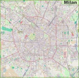 Large detailed map of Milan