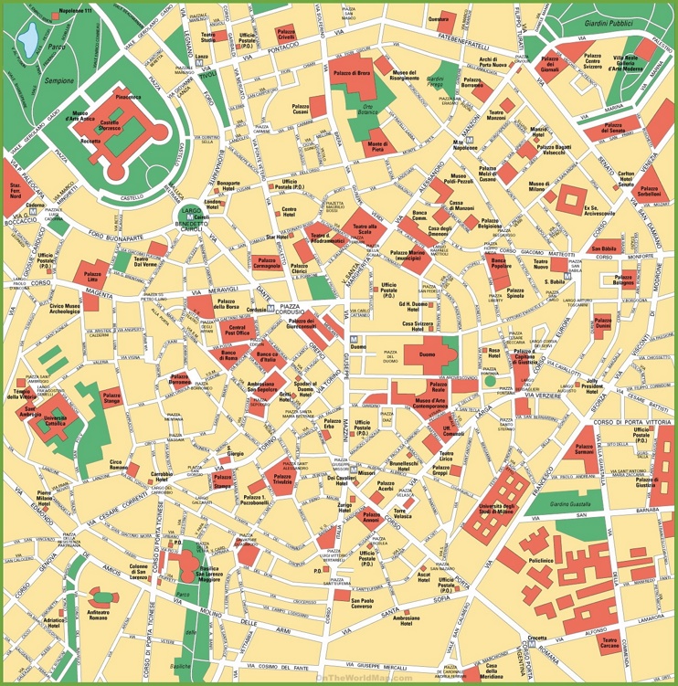 Milan city centre map