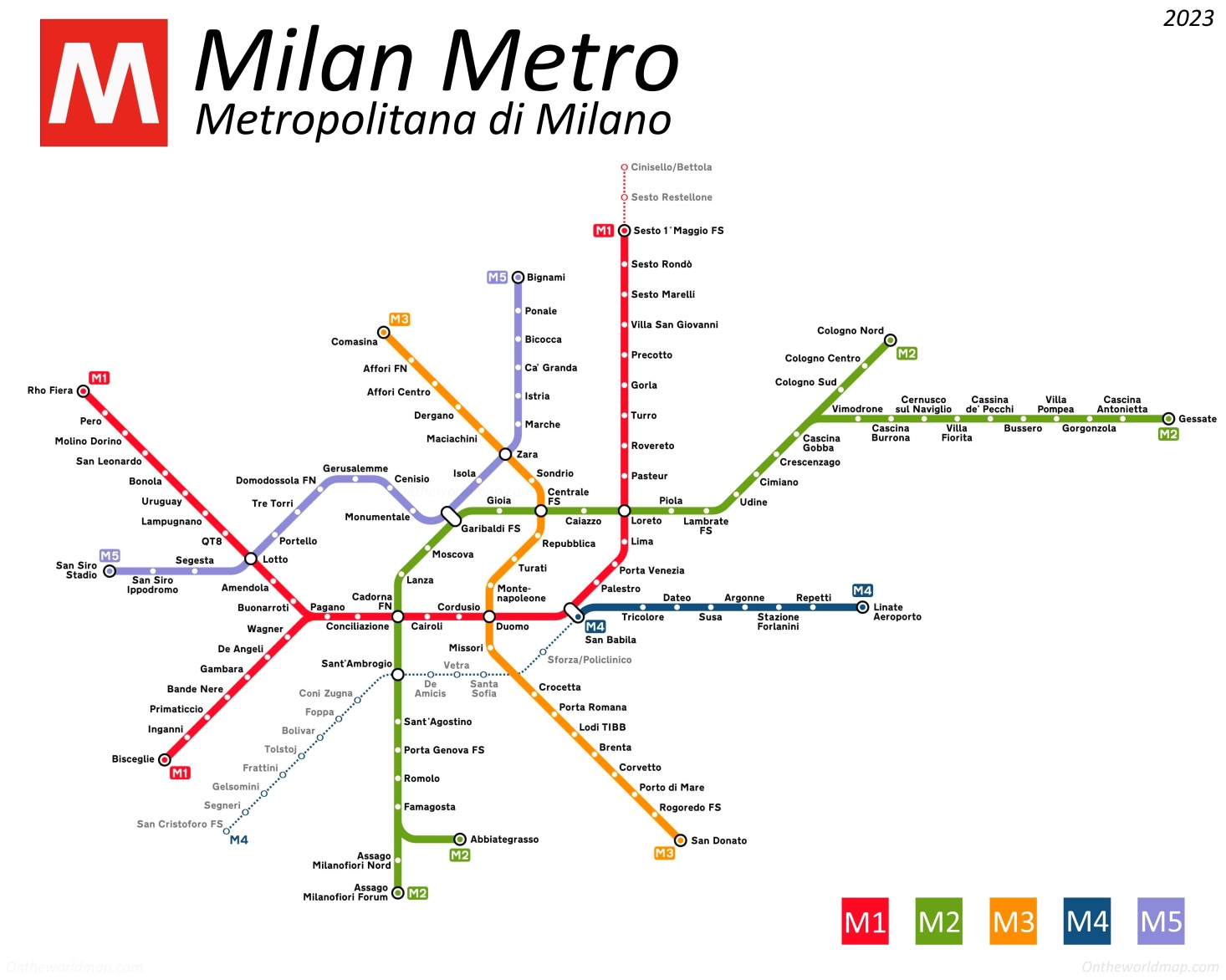 Milan Metro Map 2024 Lines And Stations Ontheworldmap
