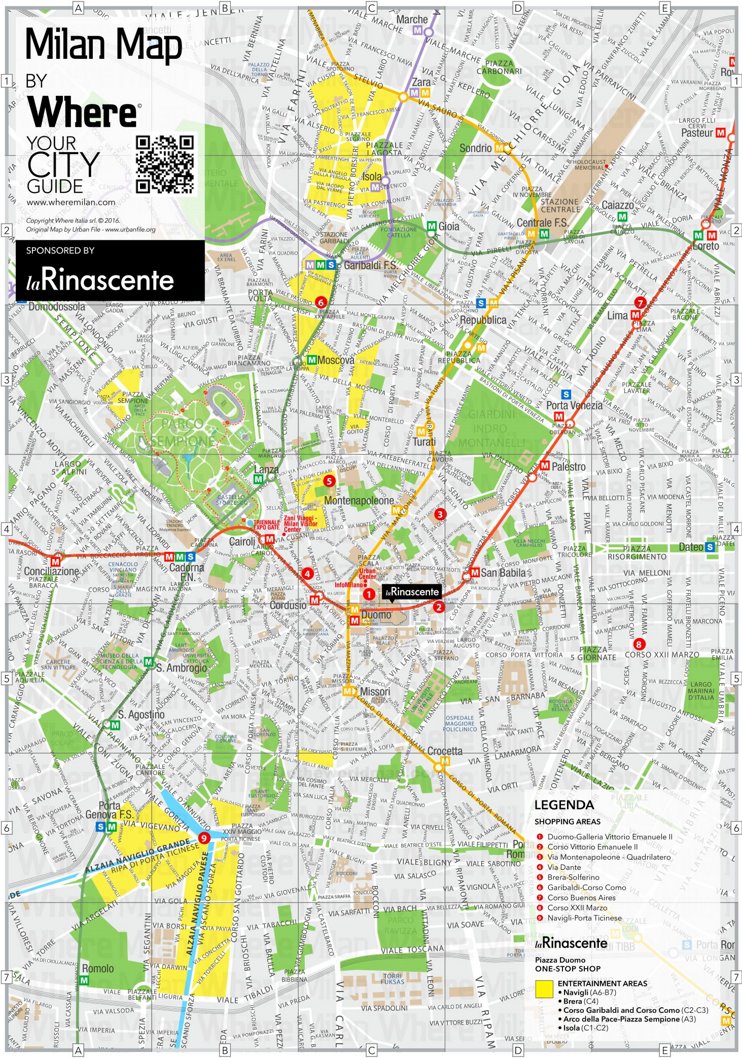 Milano - Mappa dello shopping