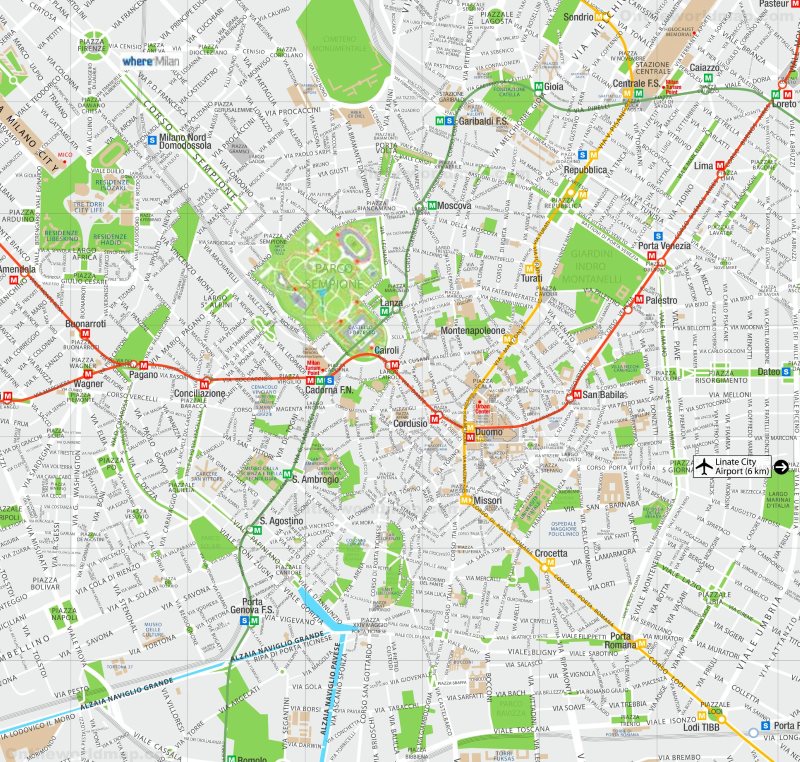 Attrazioni Turistiche Di Milano Mappa Milano Mappa Della Citt 224 Con ...