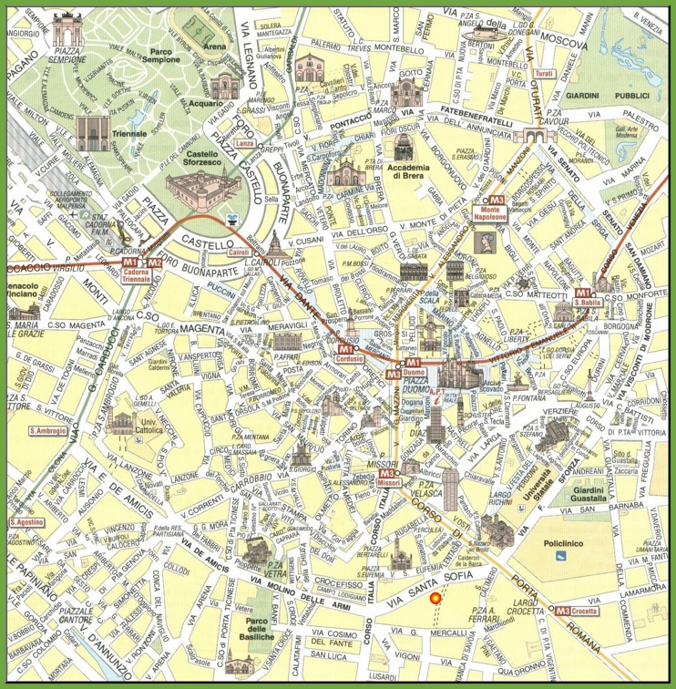 Milan travel map