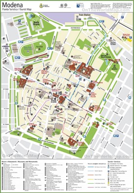Modena - Mappa delle attrazioni turistiche