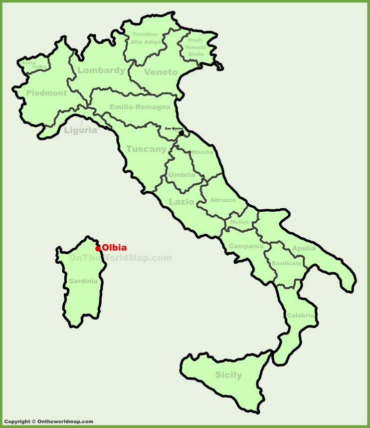 Olbia location on the Italy map