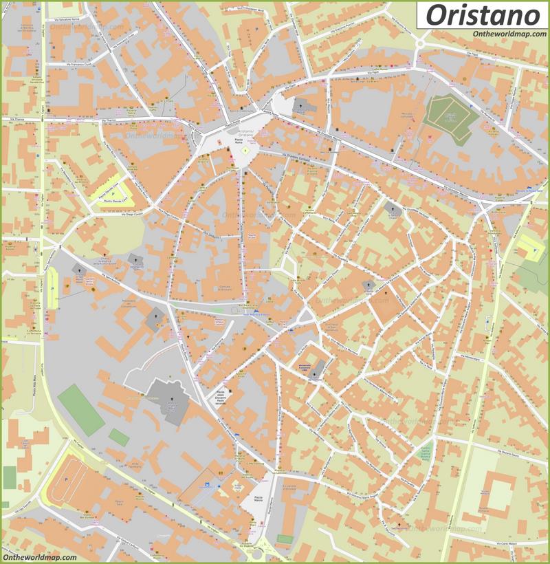 Oristano - Mappa della città vecchia