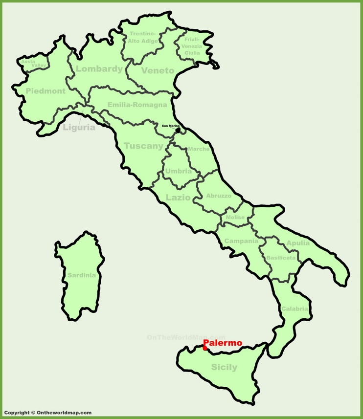 Palermo sulla mappa dell'Italia