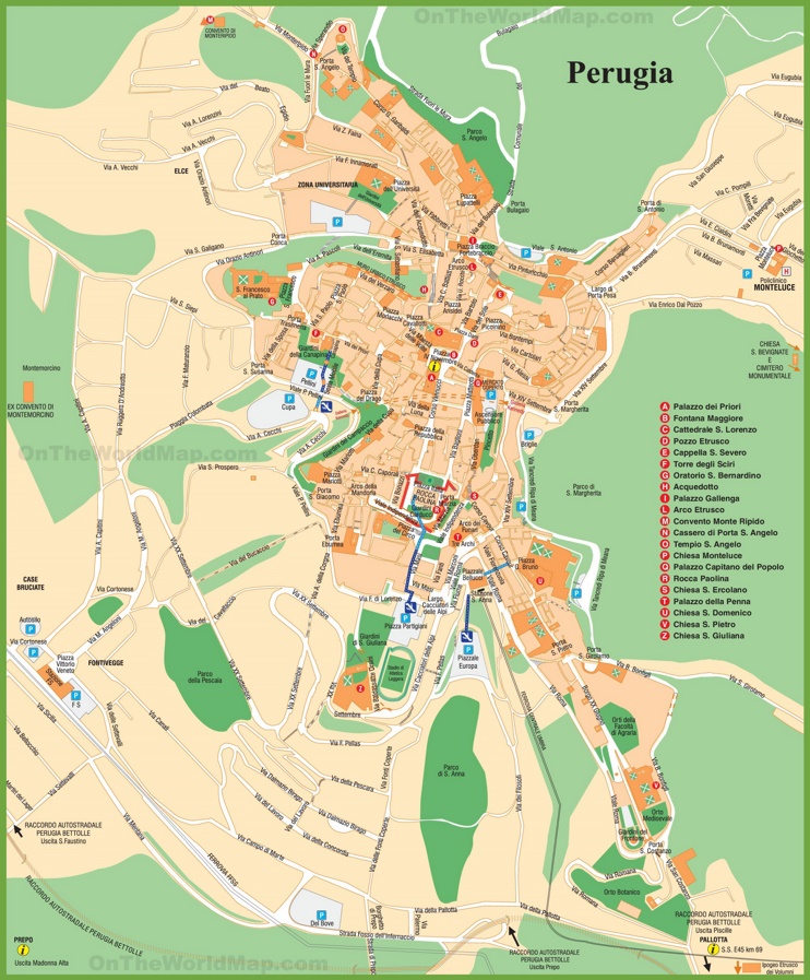 Perugia tourist map
