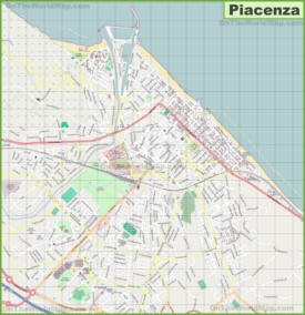Large detailed map of Piacenza